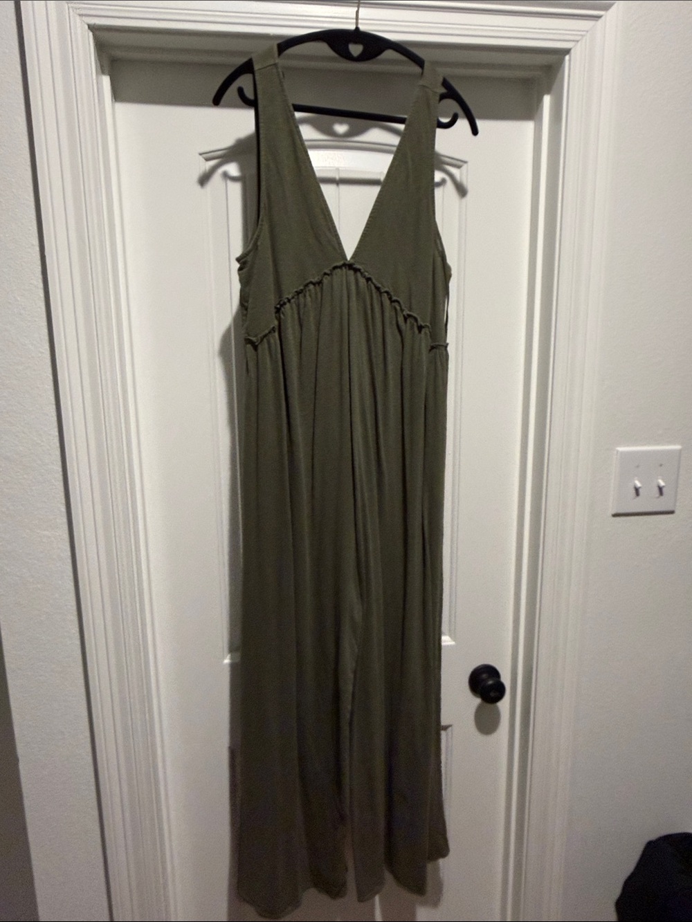 American Eagle Outfitters Olive Green V-Neck Jumpsuit